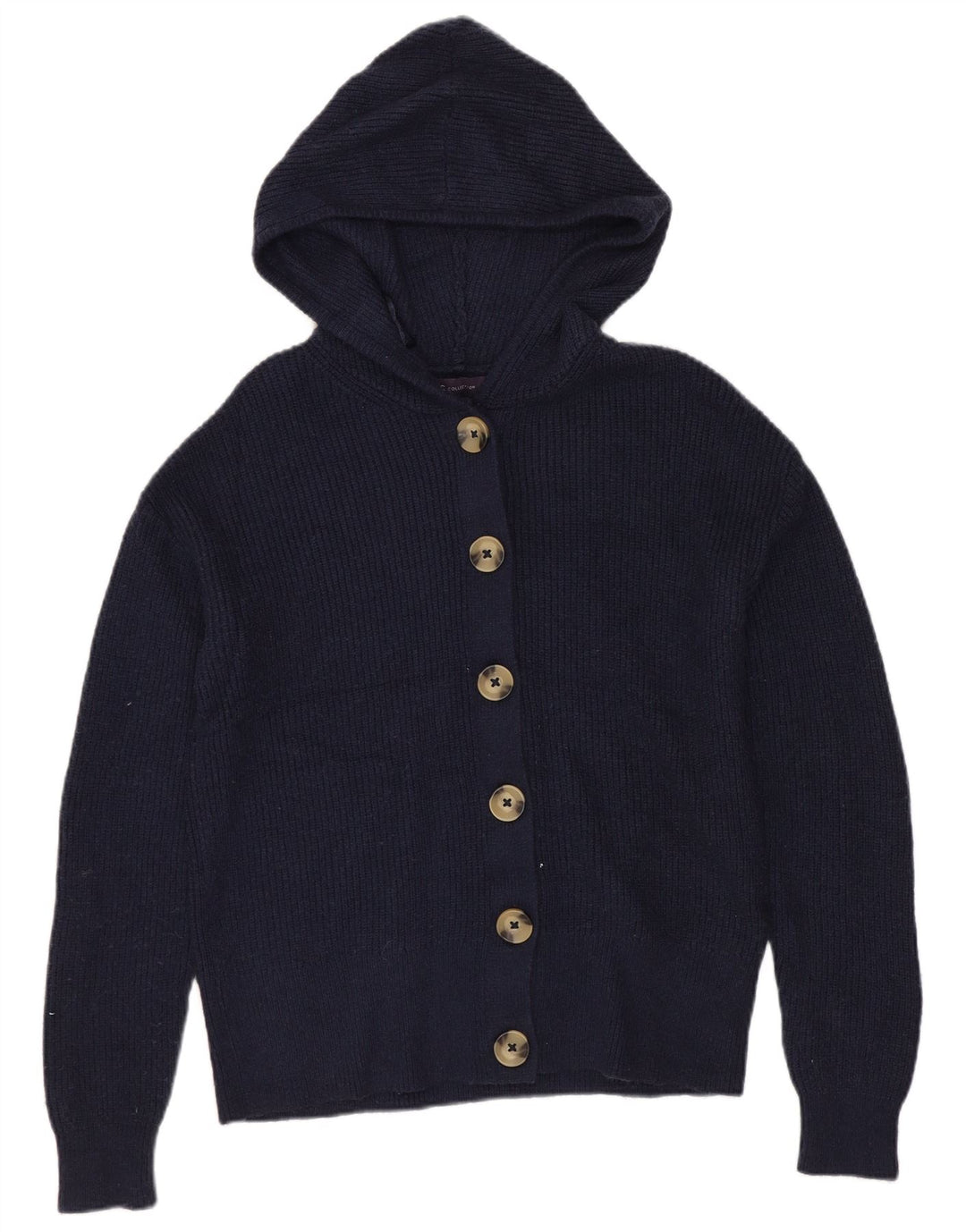 Marks & Spencer Damski sweter rozpinany z kapturem, UK 10, mały, granatowy