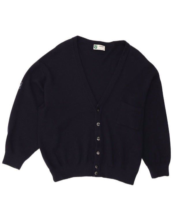 Męski sweter rozpinany Milan EU 52, duży, granatowy, z dziewiczej wełny