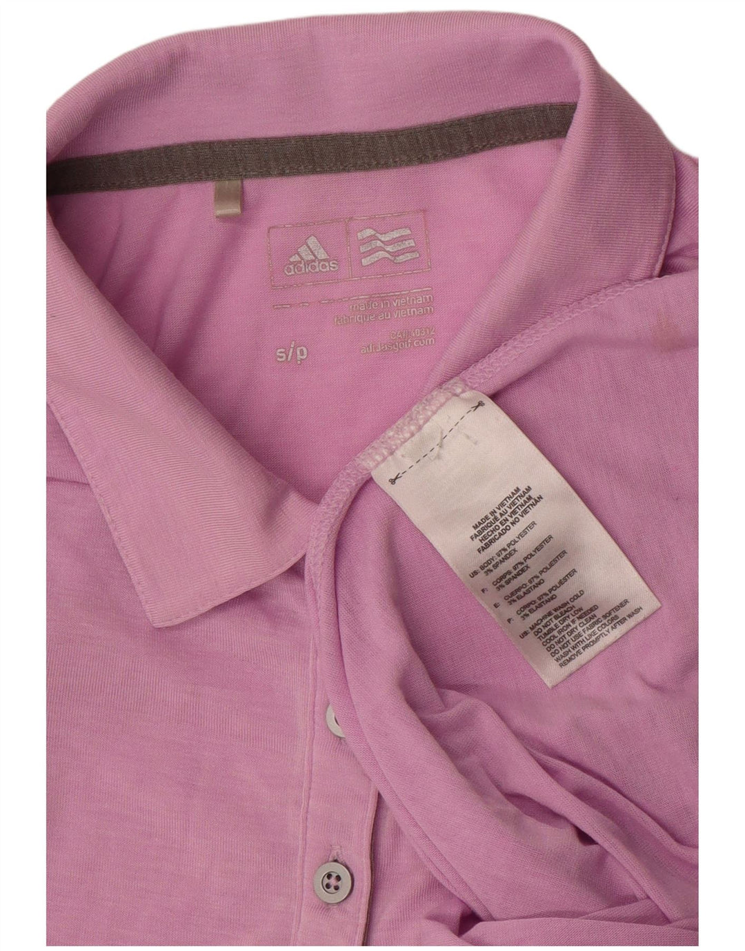 Damska koszulka polo Adidas z długim rękawem UK 10, mała, różowa, poliester