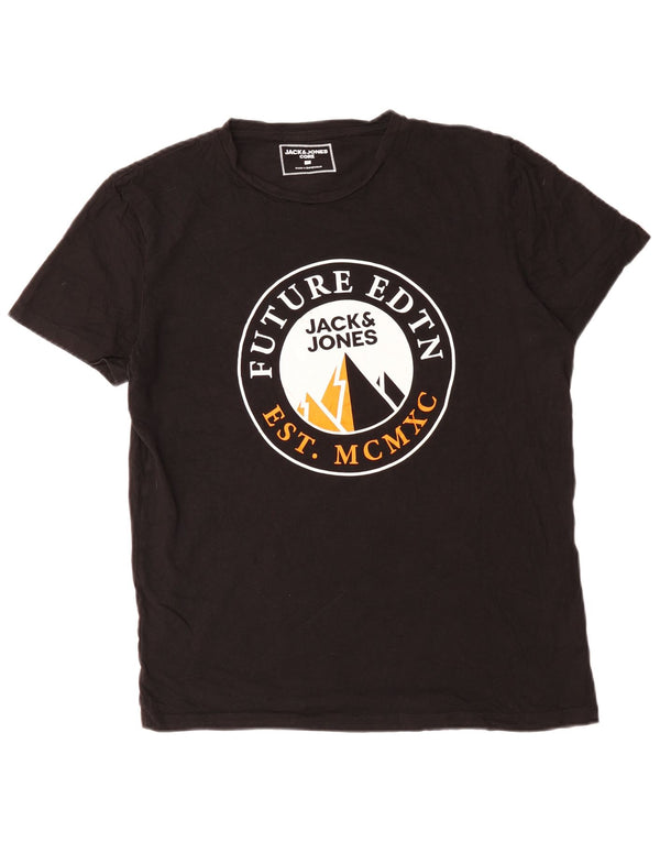 Męski T-shirt z grafiką Jack & Jones, duży, czarny, bawełniany