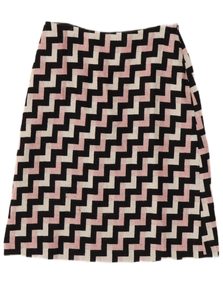 HOBBS Womens A-Line Skirt UK 10 Small W26  Multicoloured Chevron Lambswool