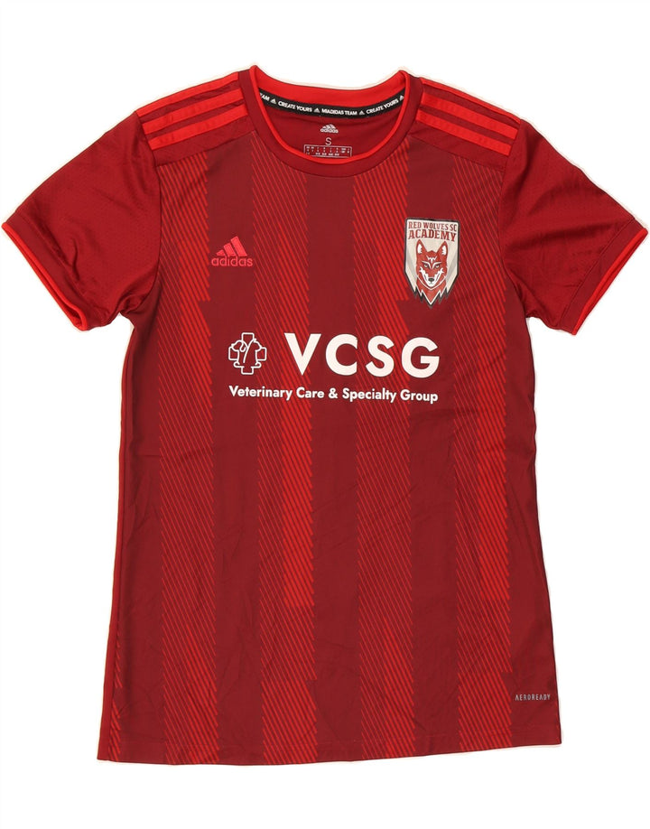 ADIDAS Mens Aeroready Graphic T-Shirt Top Small Red Striped Polyester Vintage Adidas and Second-Hand Adidas from Messina Hembry 
