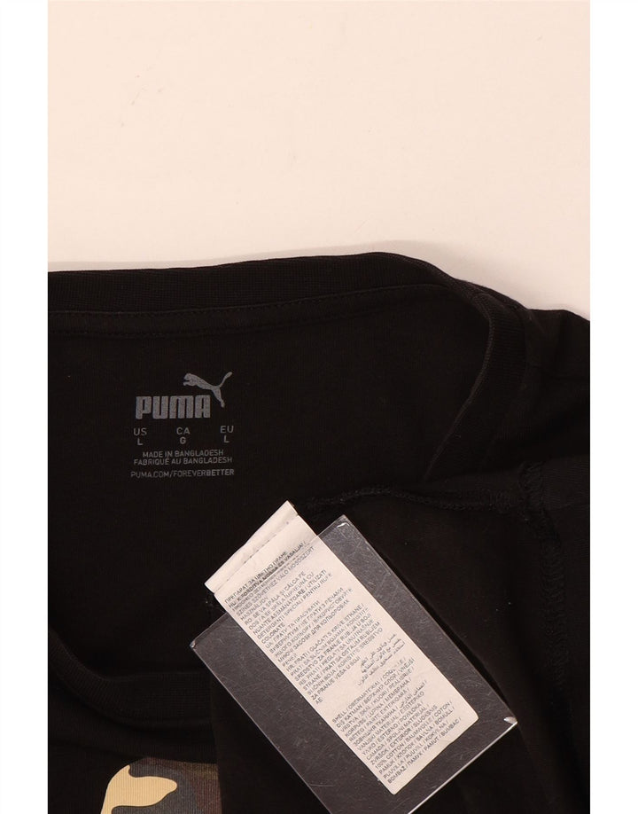 Męski T-shirt z grafiką Puma, duży, czarny, bawełniany