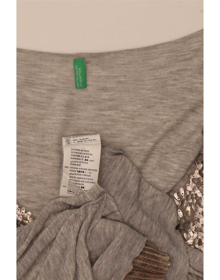 Damski top z cekinową kamizelką Benetton UK 14, średnioszara wiskoza