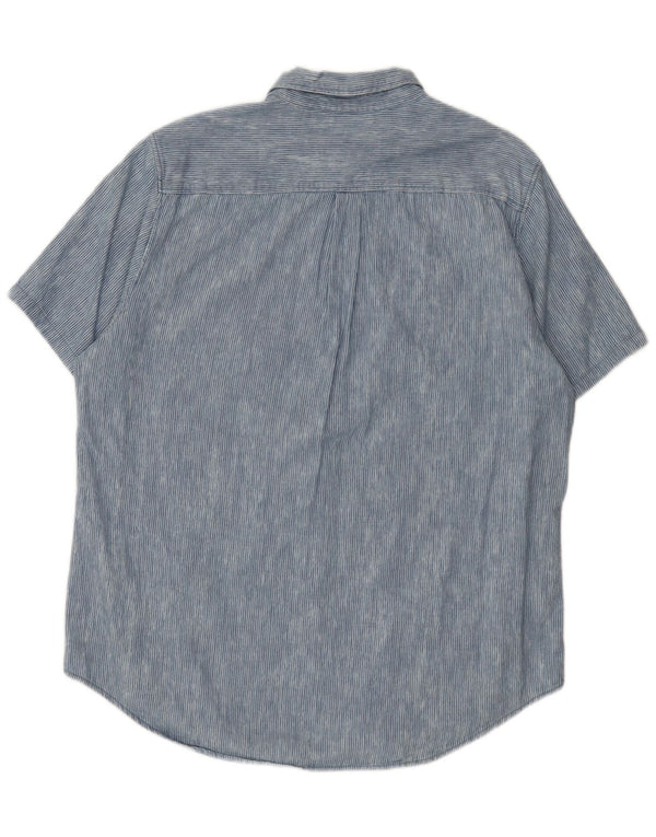 Koszula męska Superdry z krótkim rękawem i regularnym krojem, 2XL, niebieska, bawełniana w prążki