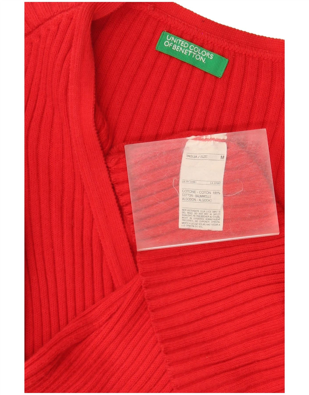 Sweter damski Benetton UK 12, średni czerwony, bawełniany