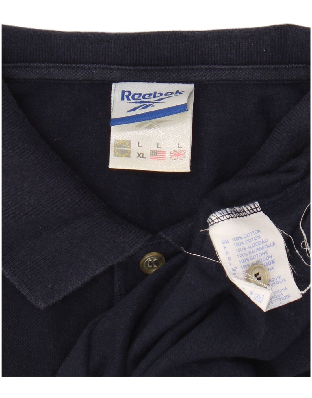 Męska koszulka polo Reebok, duża, granatowa, bawełniana