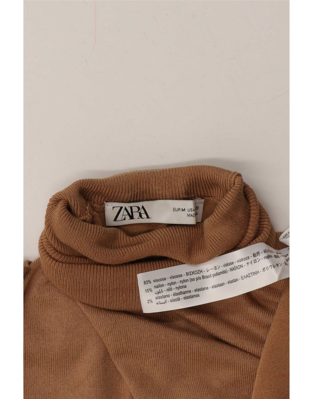 Damski sweter z golfem Zara UK 12 Średni Beż Wiskoza