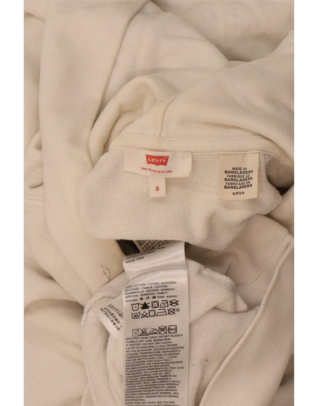 Męski sweter z kapturem Levi's z grafiką, mały, biały, bawełniany