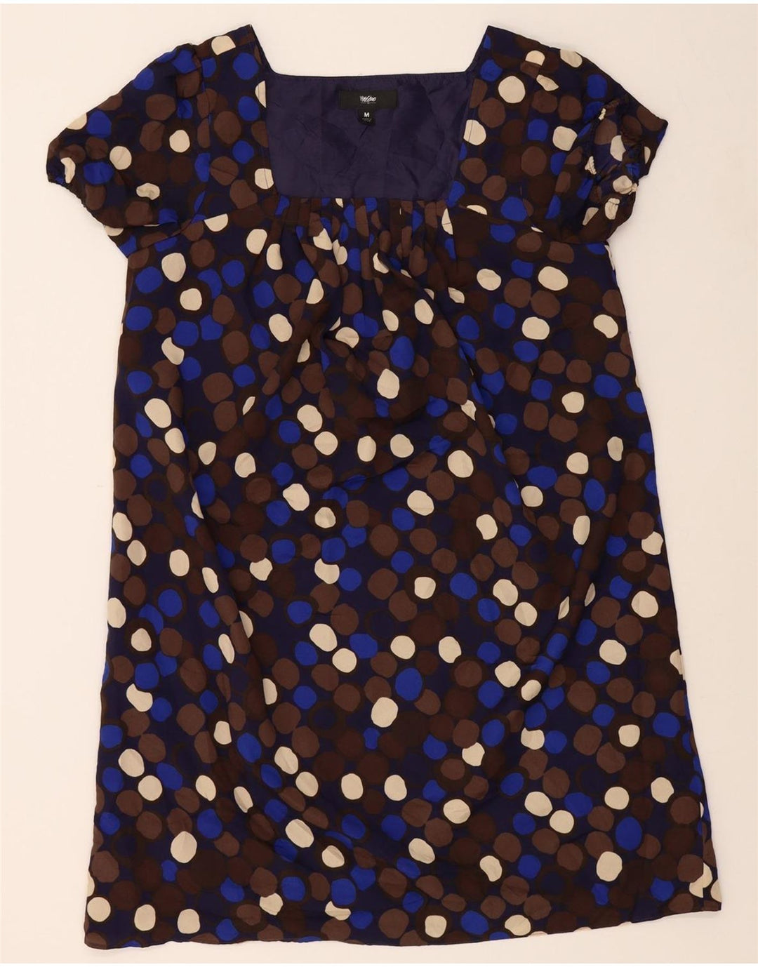 MOSSIMO Womens A-Line Dress UK 12 Medium Navy Blue Polka Dot Polyester Vintage Mossimo and Second-Hand Mossimo from Messina Hembry 