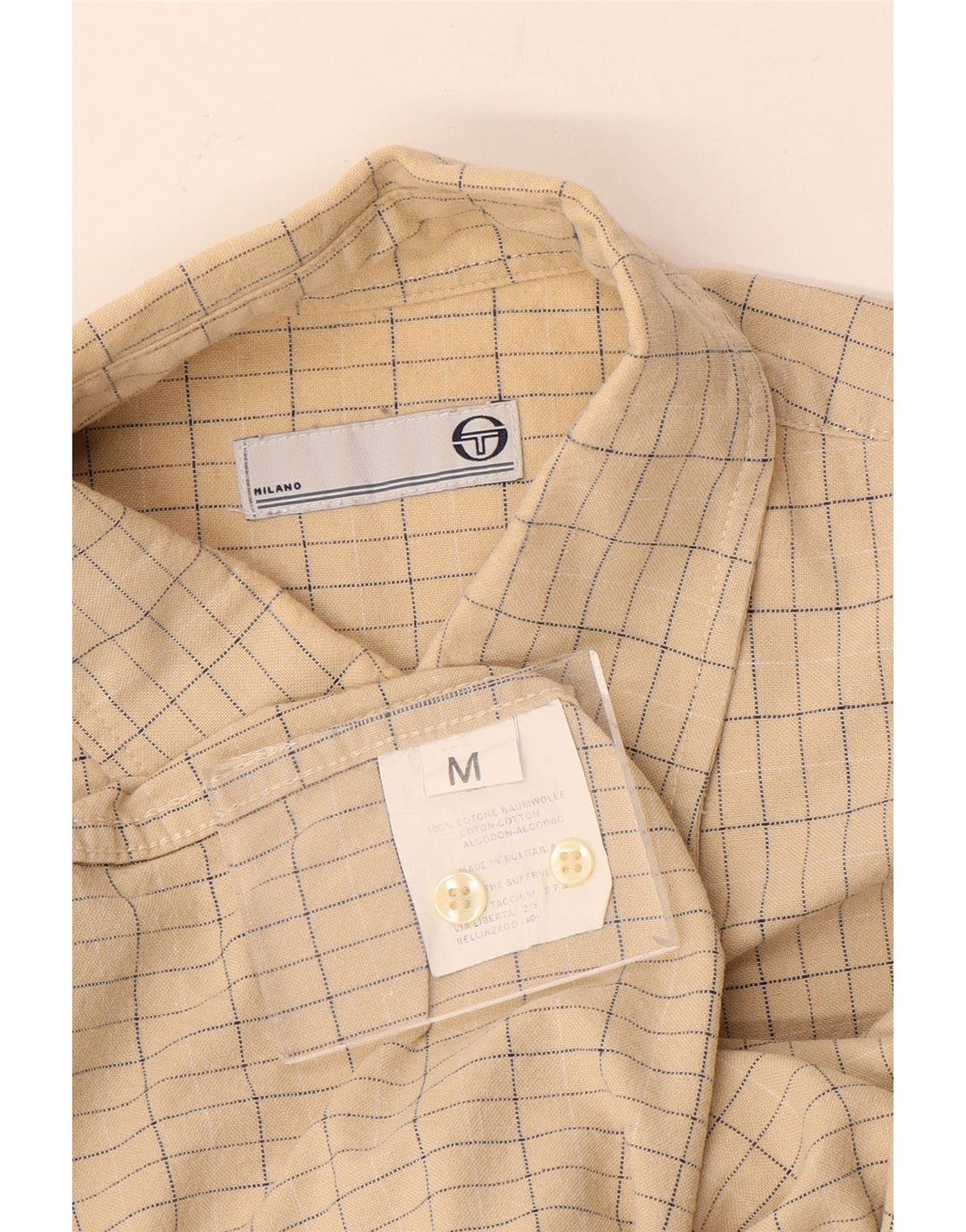 Koszula męska Sergio Tacchini, bawełniana w średnią beżową kratkę