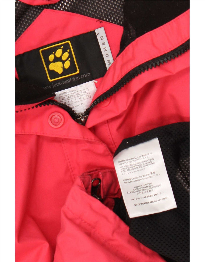 Damska kurtka przeciwdeszczowa z kapturem Jack Wolfskin UK 12, średni różowy poliester