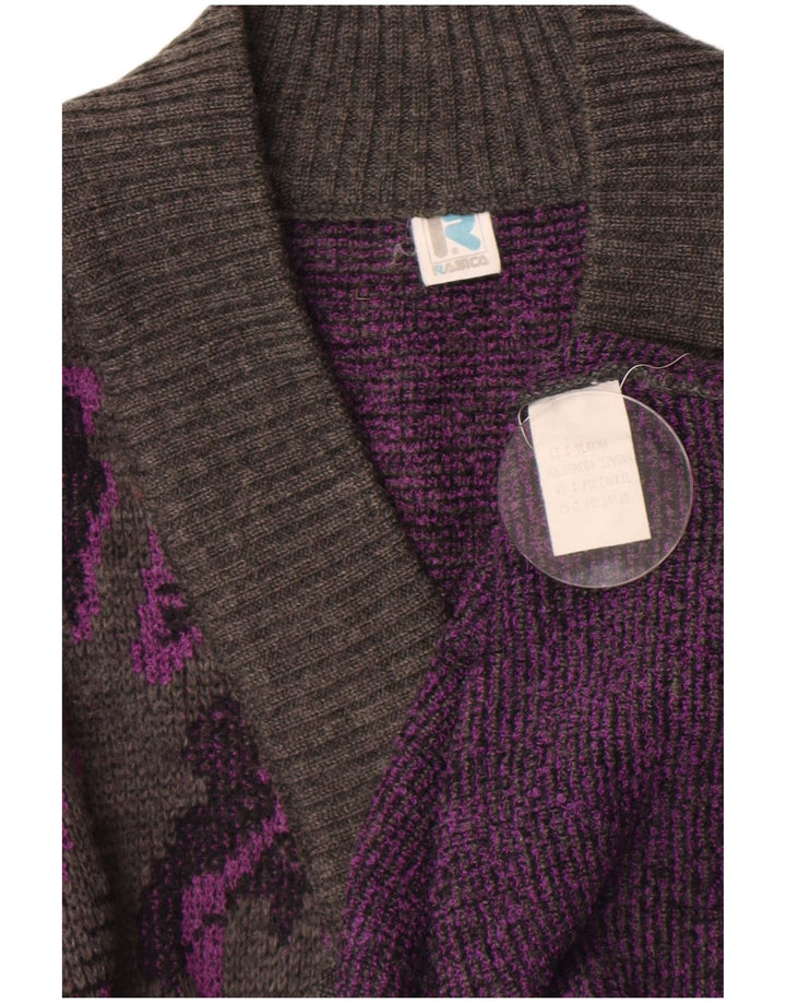 Damski sweter Rasica z abstrakcyjnym wzorem, dekoltem w szpic, UK 16, duży, szary