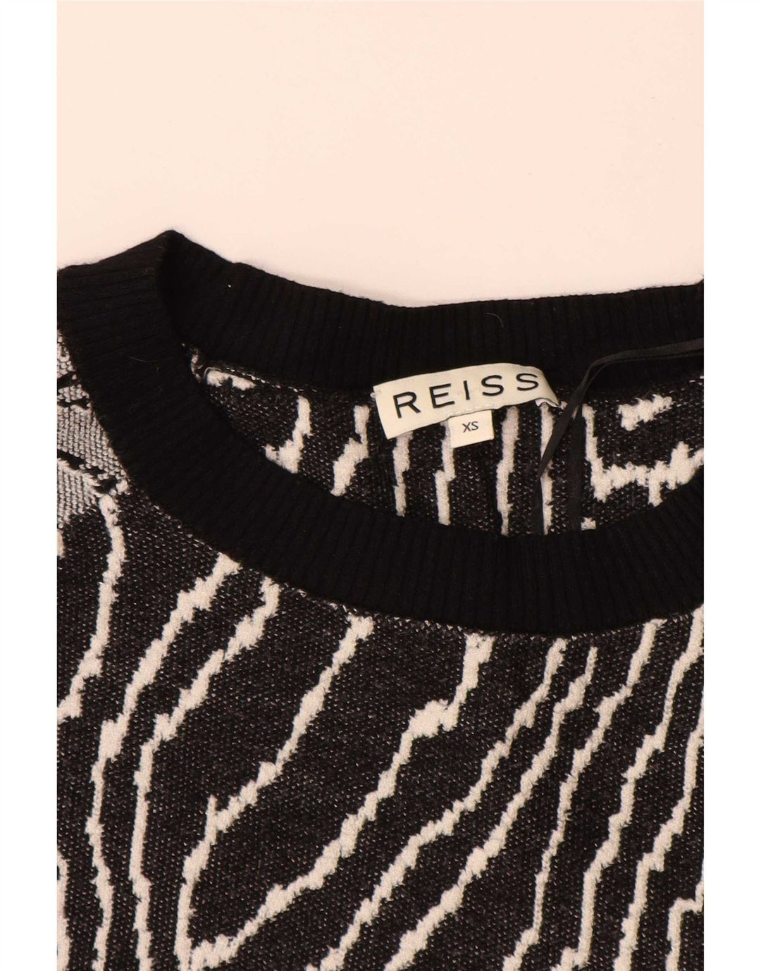 Damska bluza Reiss z abstrakcyjnym wzorem UK 6 XS, czarna wiskoza