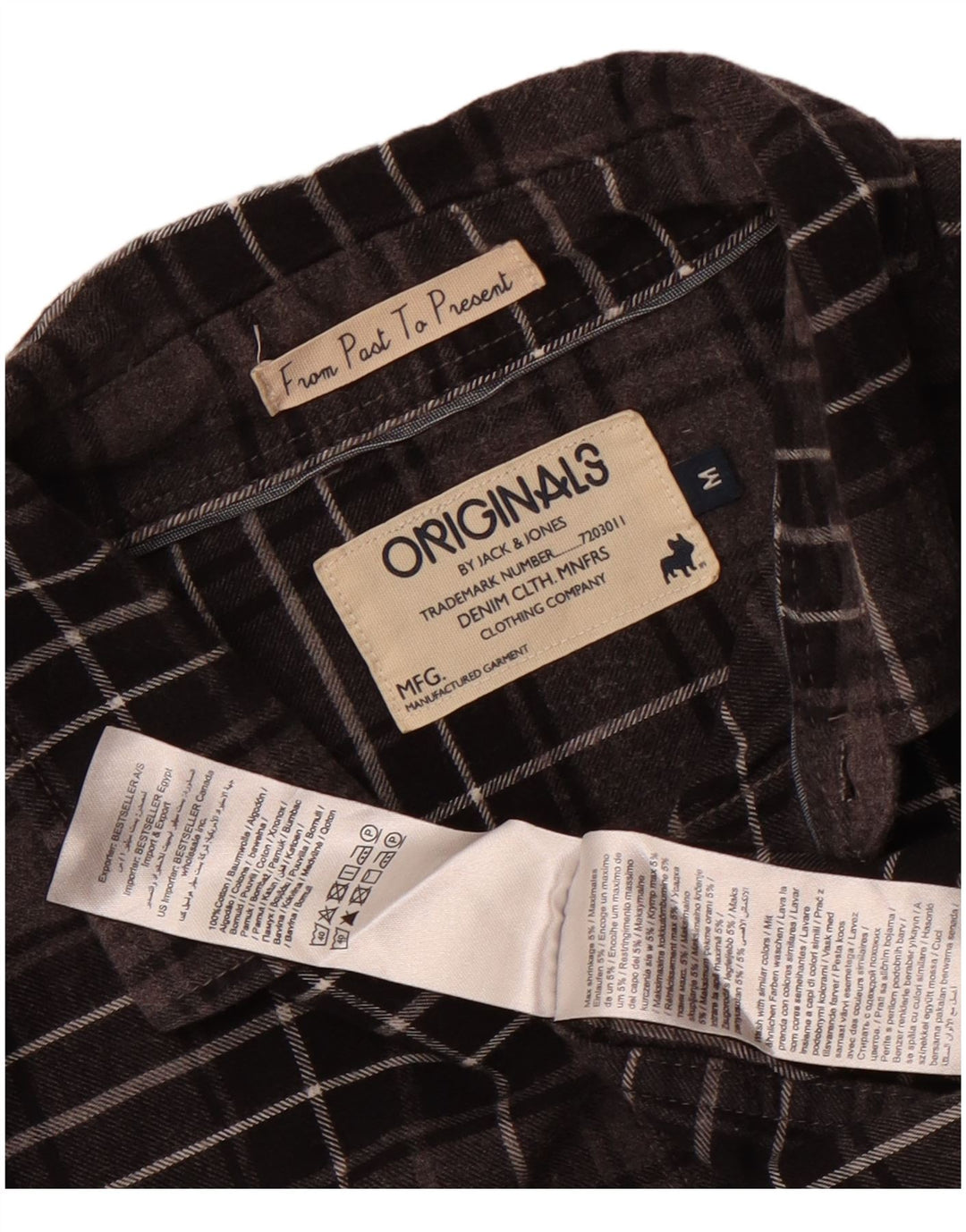 Męska koszula flanelowa Jack & Jones w średnią szarą kratę, bawełniana
