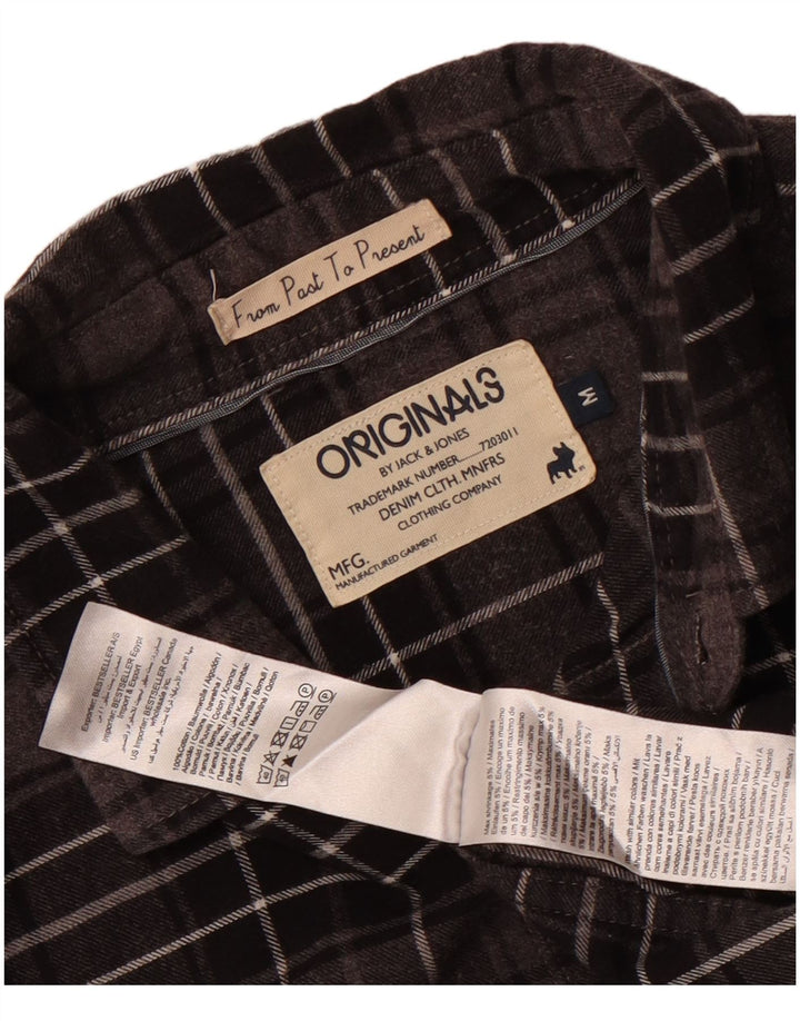 Męska koszula flanelowa Jack & Jones w średnią szarą kratę, bawełniana
