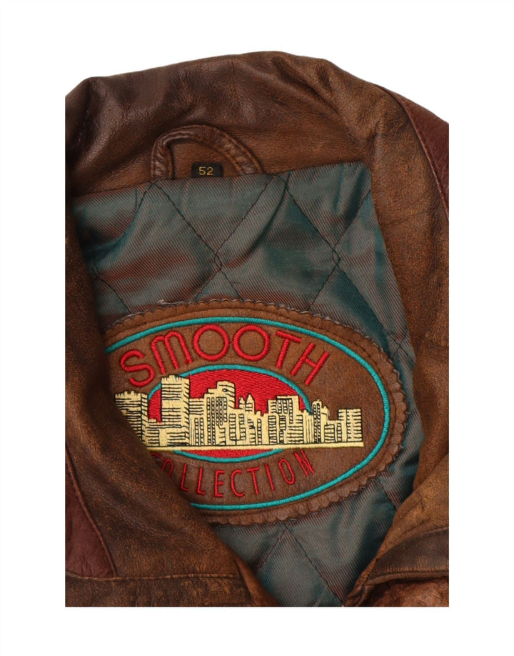 Vintage męska kurtka skórzana IT 52 XL brązowa skóra