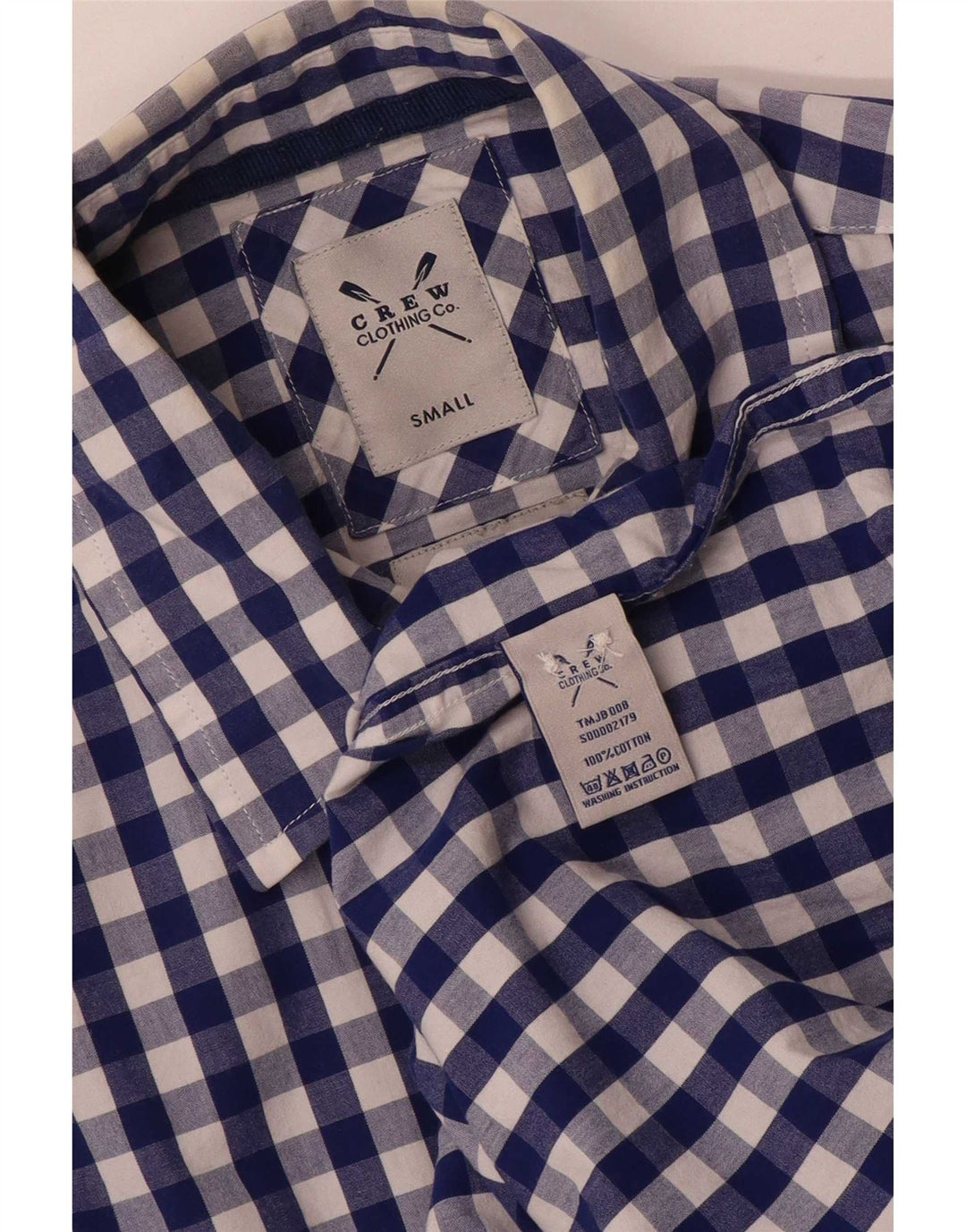 Crew Clothing Koszula męska, mała, niebieska bawełniana kratka