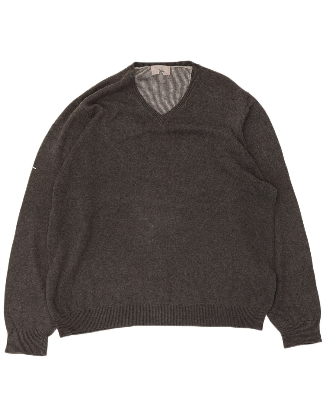 Marks & Spencer Męski sweter z dekoltem w kształcie litery V, XL, szary, bawełniany
