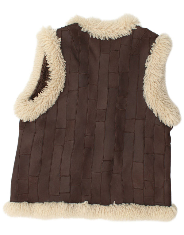 Vintage damska kamizelka ze skóry Sherpa EU 46 XL brązowa
