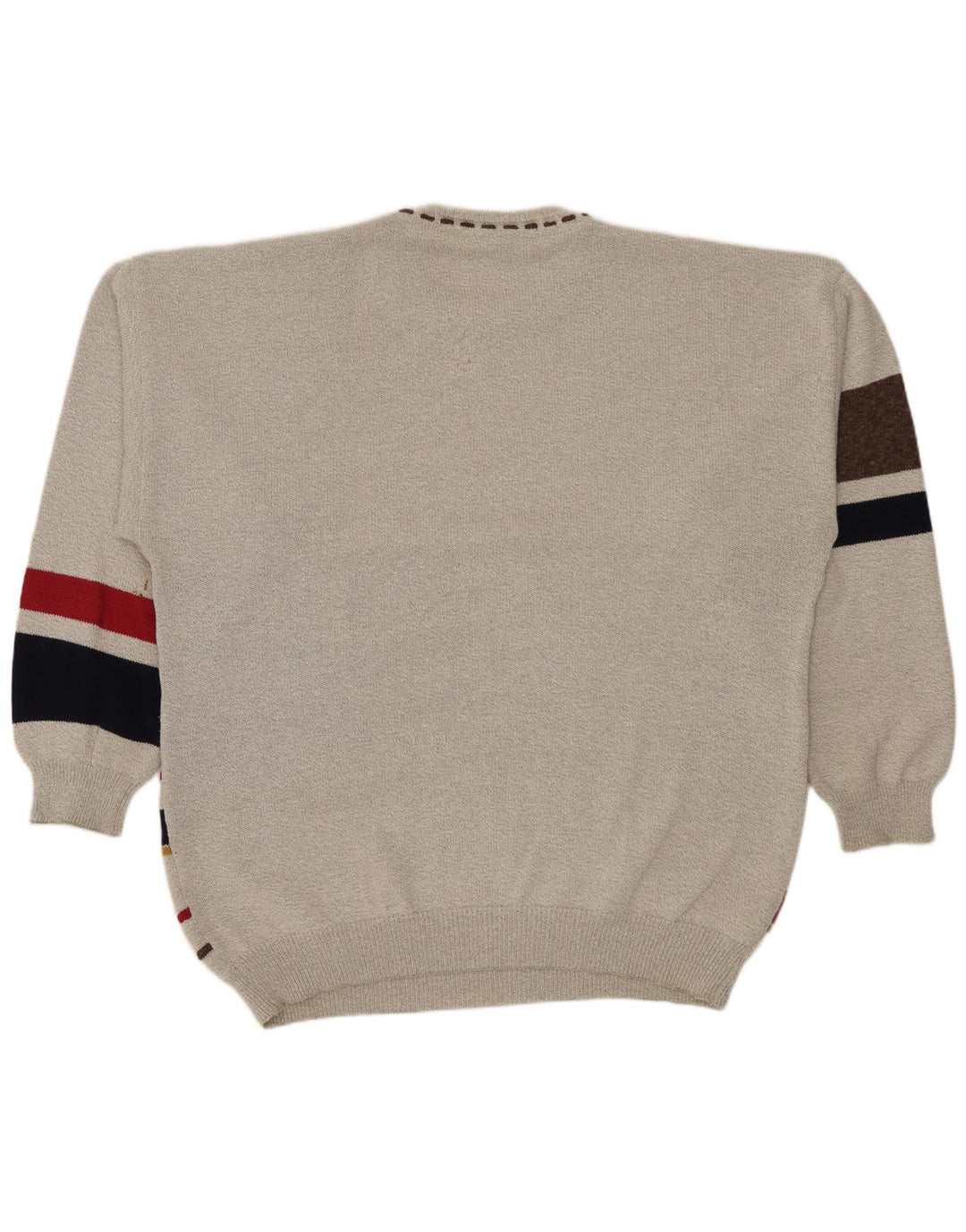 Conte Massimo Męski sweter z okrągłym dekoltem 2XL Szara, geometryczna bawełna