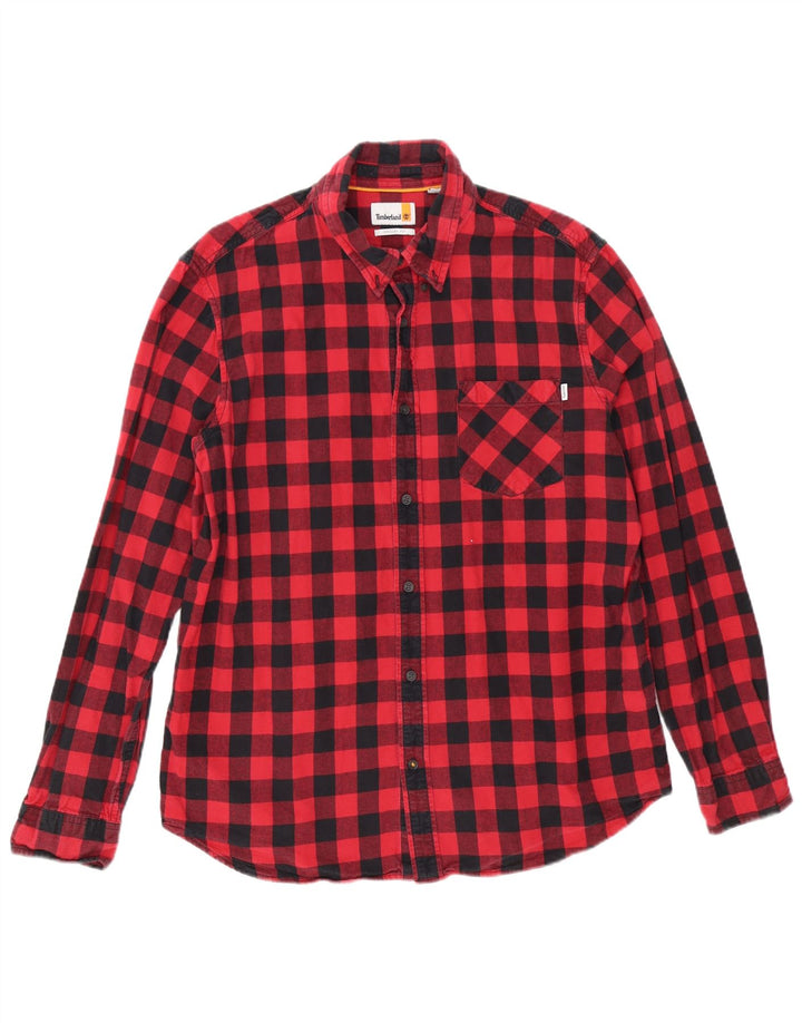 Męska koszula flanelowa Timberland o regularnym kroju XL, czerwona bawełniana kratka