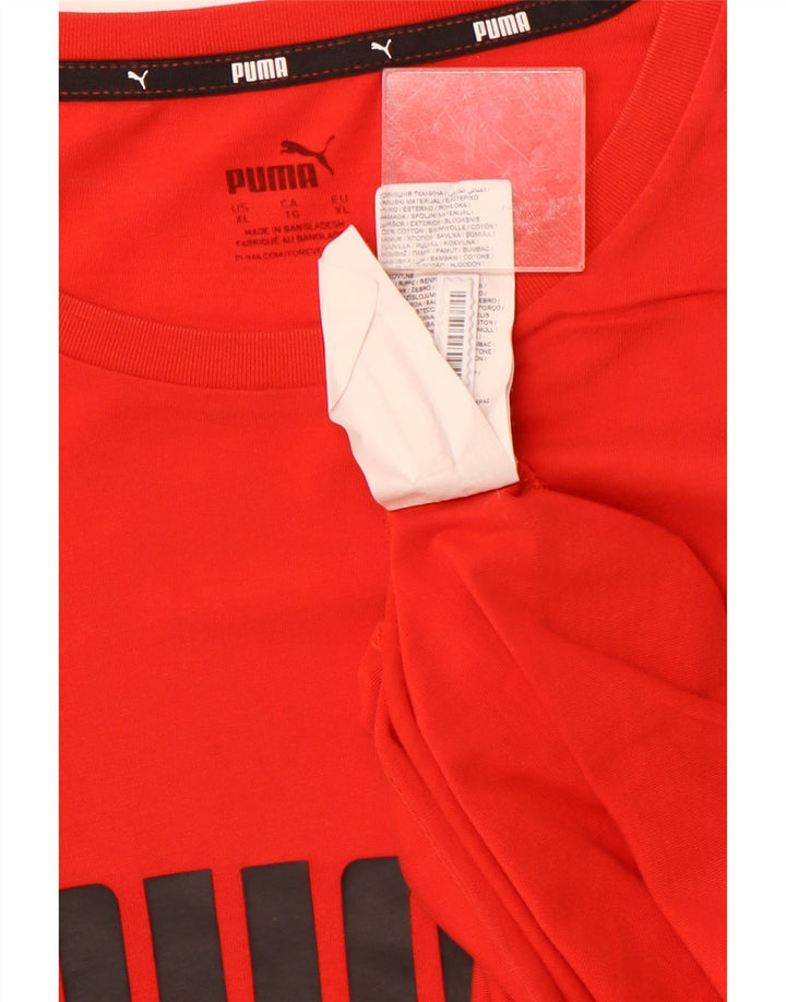 Męski T-shirt z grafiką PUMA, top XL, czerwona bawełna