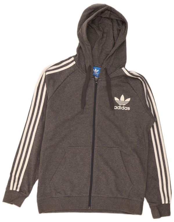 Męski sweter z kapturem Adidas z grafiką, duży, szary, bawełniany