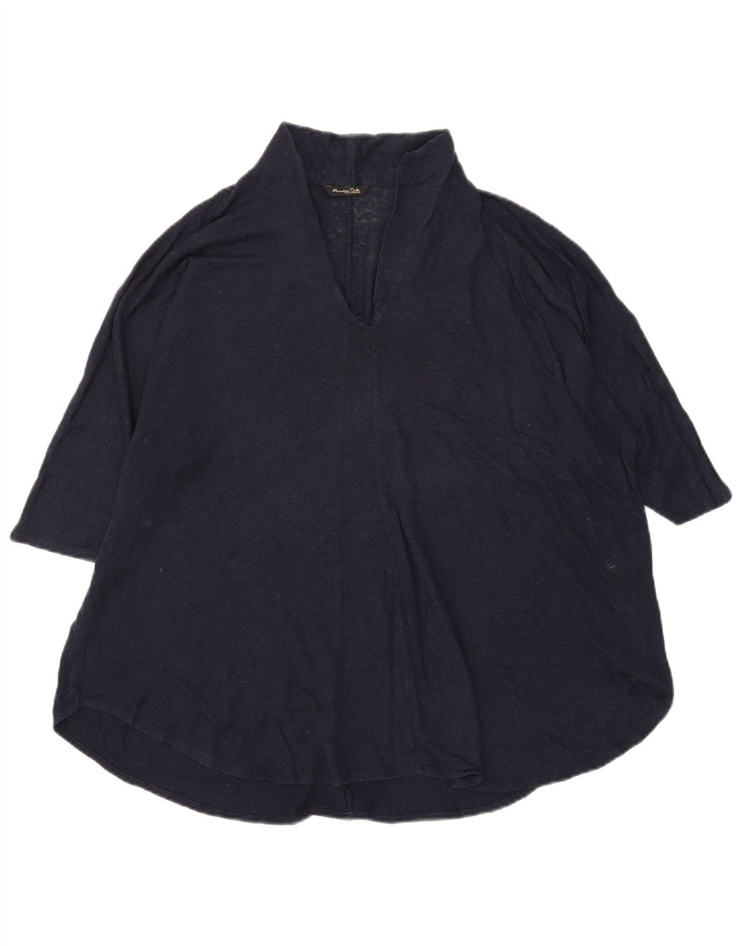 Bluzka damska Massimo Dutti Top UK 18 XL Granatowa, lniana