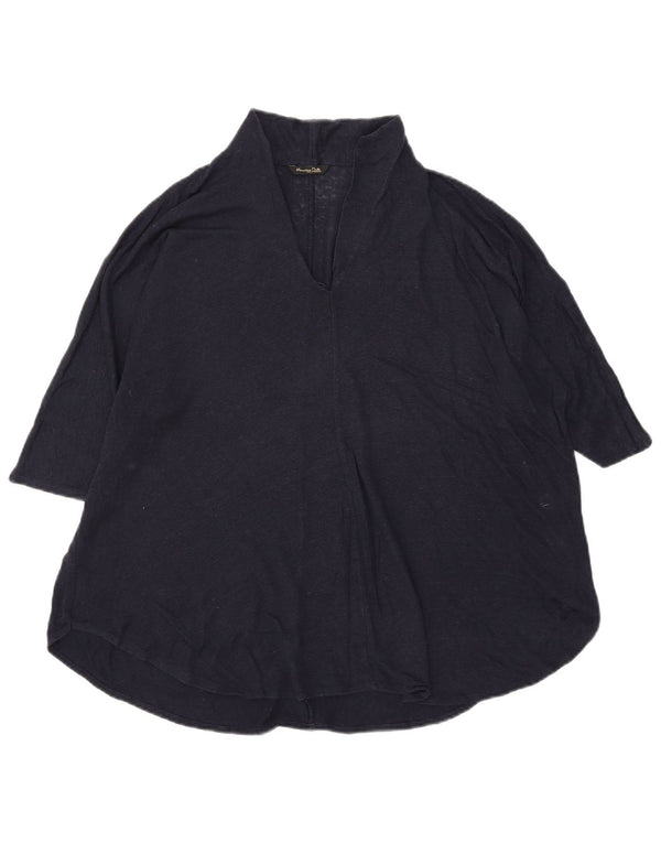 Bluzka damska Massimo Dutti Top UK 18 XL Granatowa, lniana