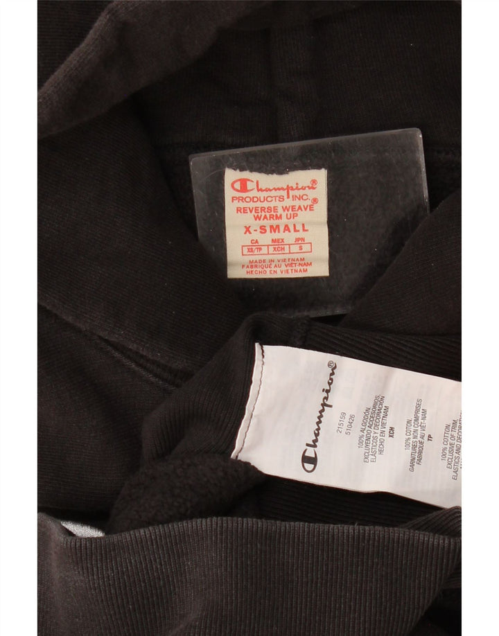 Damska bluza z kapturem Champion Reverse Weave Oversize z grafiką UK 6 XS w kolorze czarnym