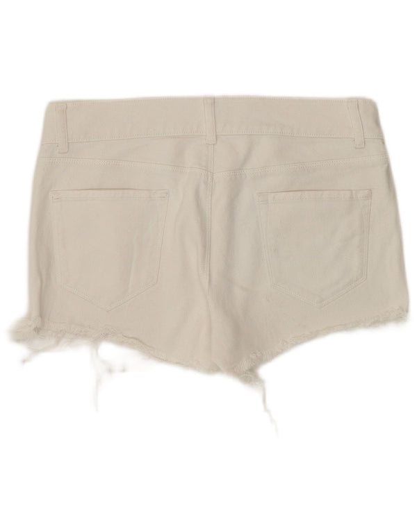 Benetton Womens Denim Hot Pants W32 Large Off White
