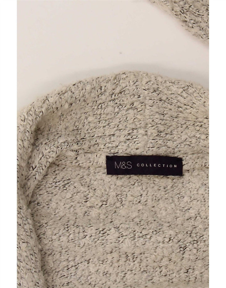 Marks & Spencer Damski sweter rozpinany typu Crop Open UK 14, średni szary, nakrapiany