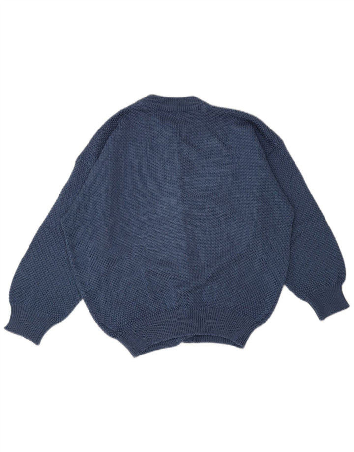 Sweter damski w stylu vintage IT 46, duży niebieski poliester