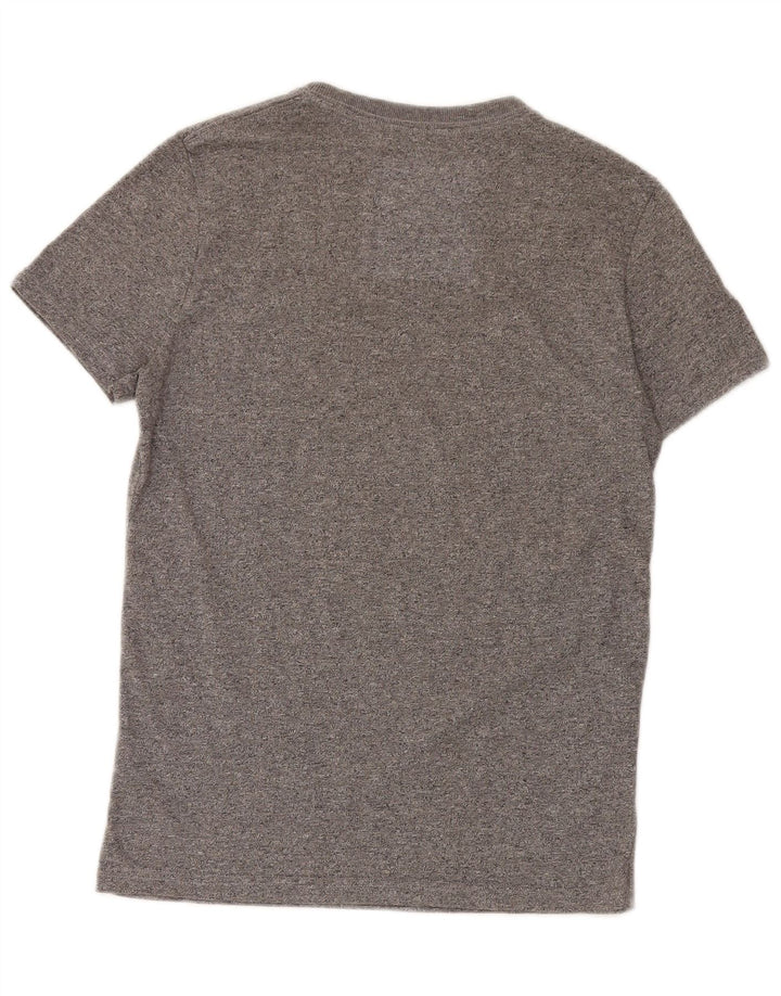 Męski T-shirt z grafiką Superdry, mały, szary, bawełniany w plamki
