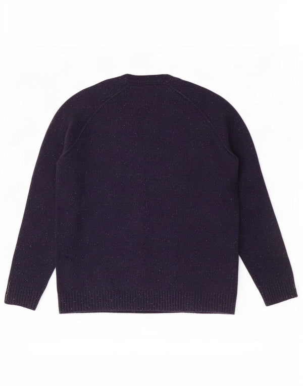 Męski sweter z okrągłym dekoltem Fat Face XL, granatowy, nakrapiana wełna jagnięca