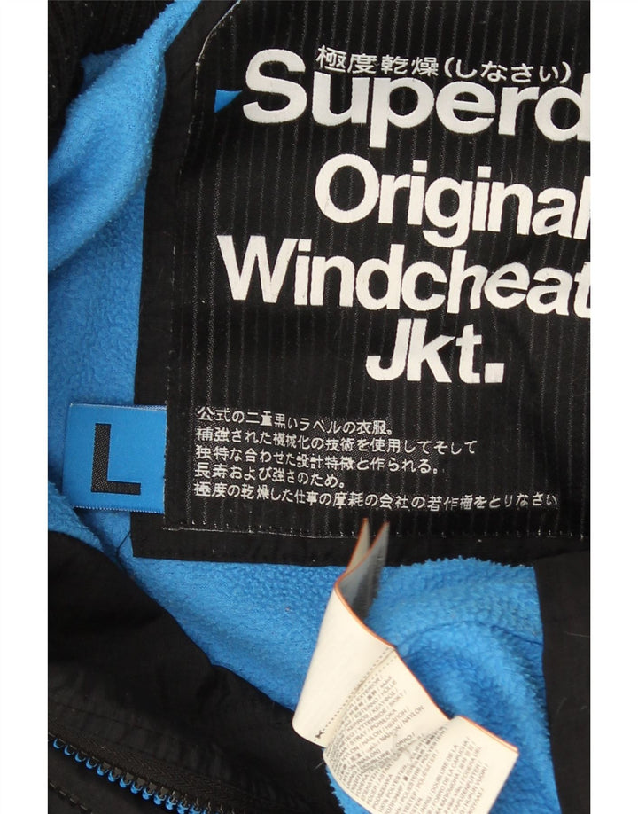 Męska wiatrówka Superdry z kapturem i kapturem UK 40, duża czarna