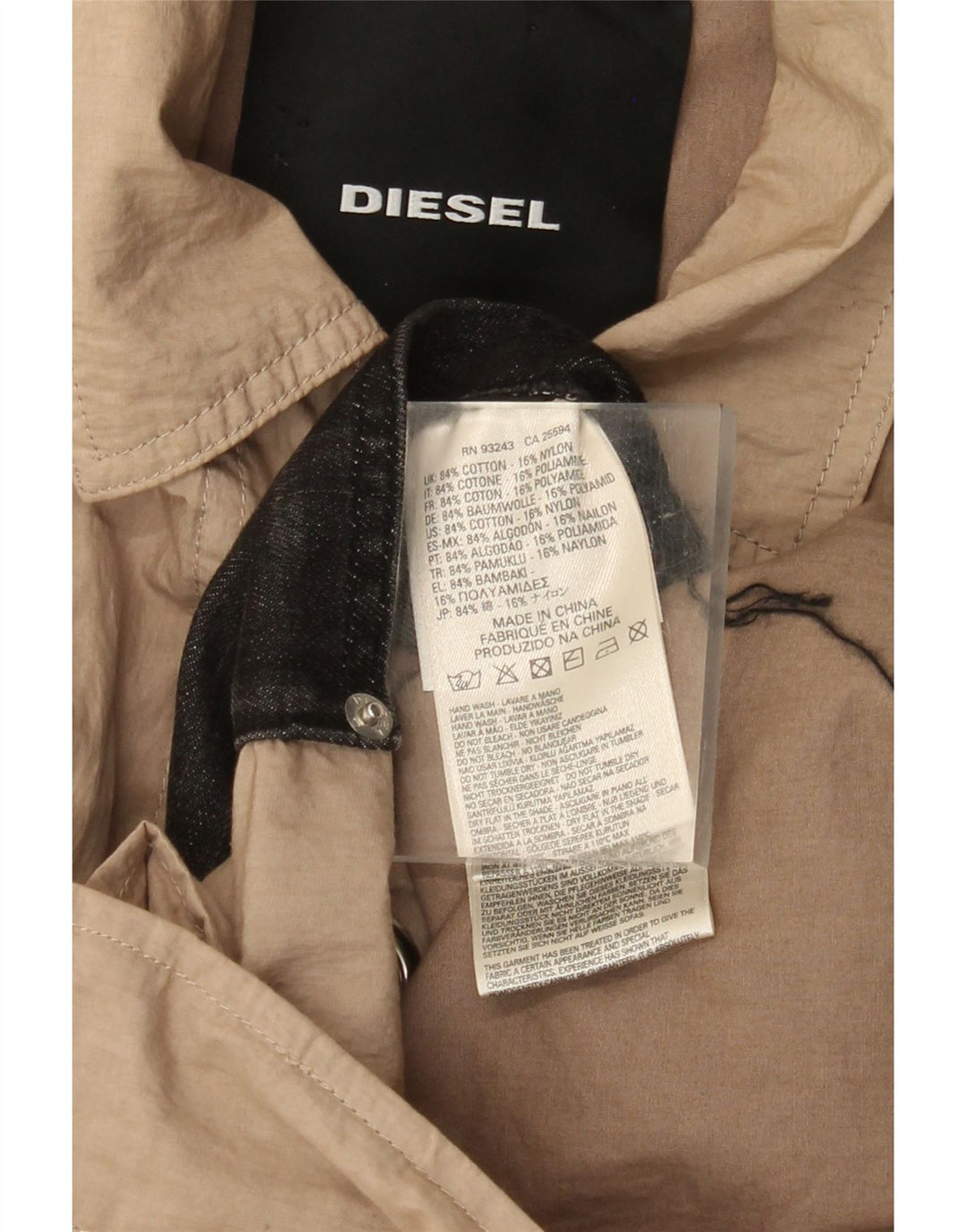 Trencz damski Diesel UK 40, duży, beżowy, bawełniany