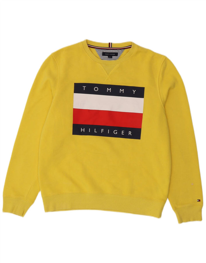 Męska bluza z grafiką Tommy Hilfiger, średnia żółta bawełna
