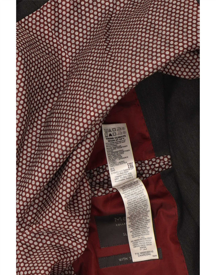 Marks & Spencer Męska marynarka slim fit z 2 guzikami, UK 38, średni szary