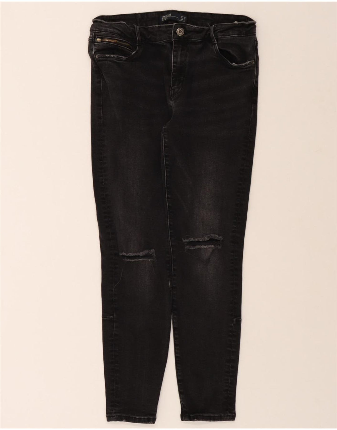 ZARA Womens Distressed Slim Jeans EU 42 Large W30 L27 Grey Cotton Vintage Zara and Second-Hand Zara from Messina Hembry 