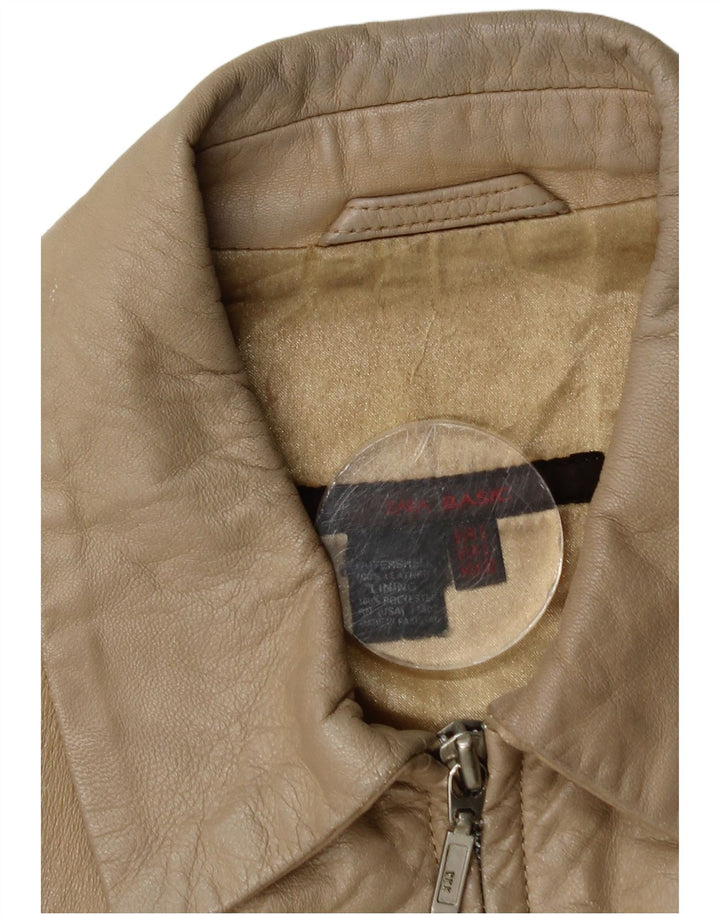 Kurtka damska Zara Crop Leather UK 14, duża, beżowa skóra