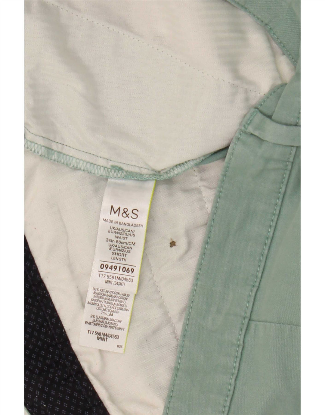 Męskie spodenki Chino Marks & Spencer W34, duże, zielone, bawełniane