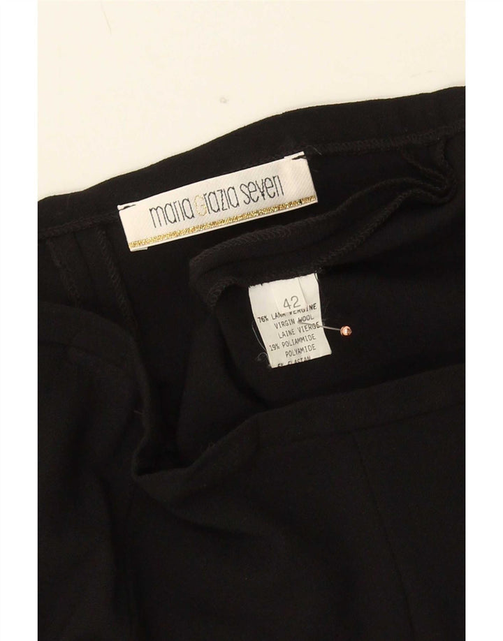 Damskie proste spodnie garniturowe w stylu vintage IT 42 Medium W28 L32 Czarna wełna