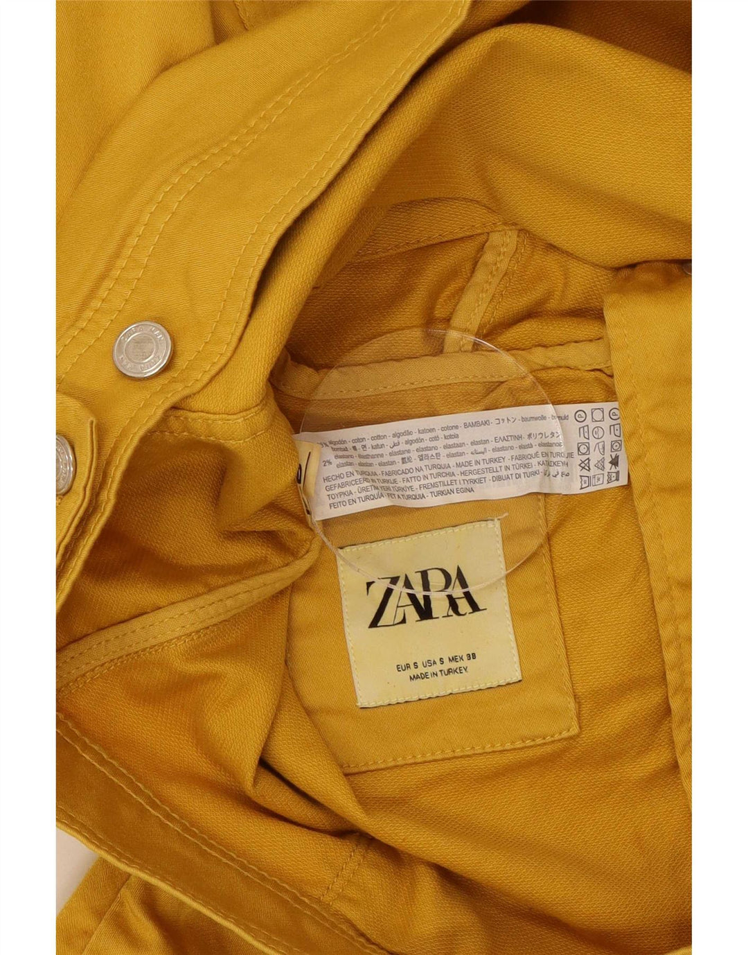 Męska kurtka dżinsowa Zara UK 36 Small, żółta, bawełniana