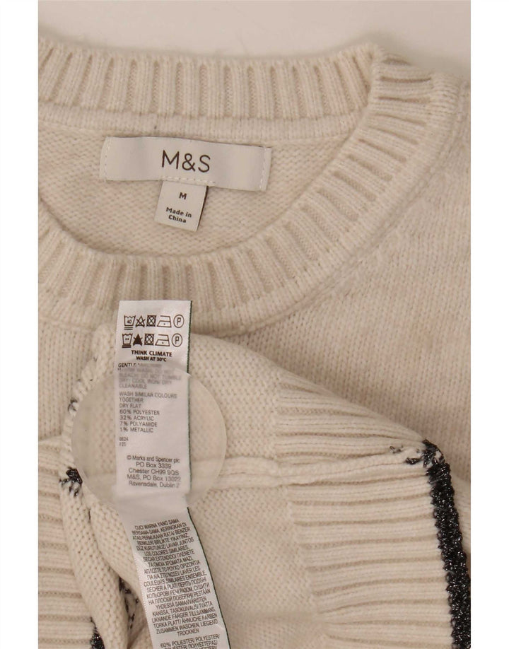 Marks & Spencer Damski sweter z wycięciem pod szyją, UK 14, średni złamanej bieli