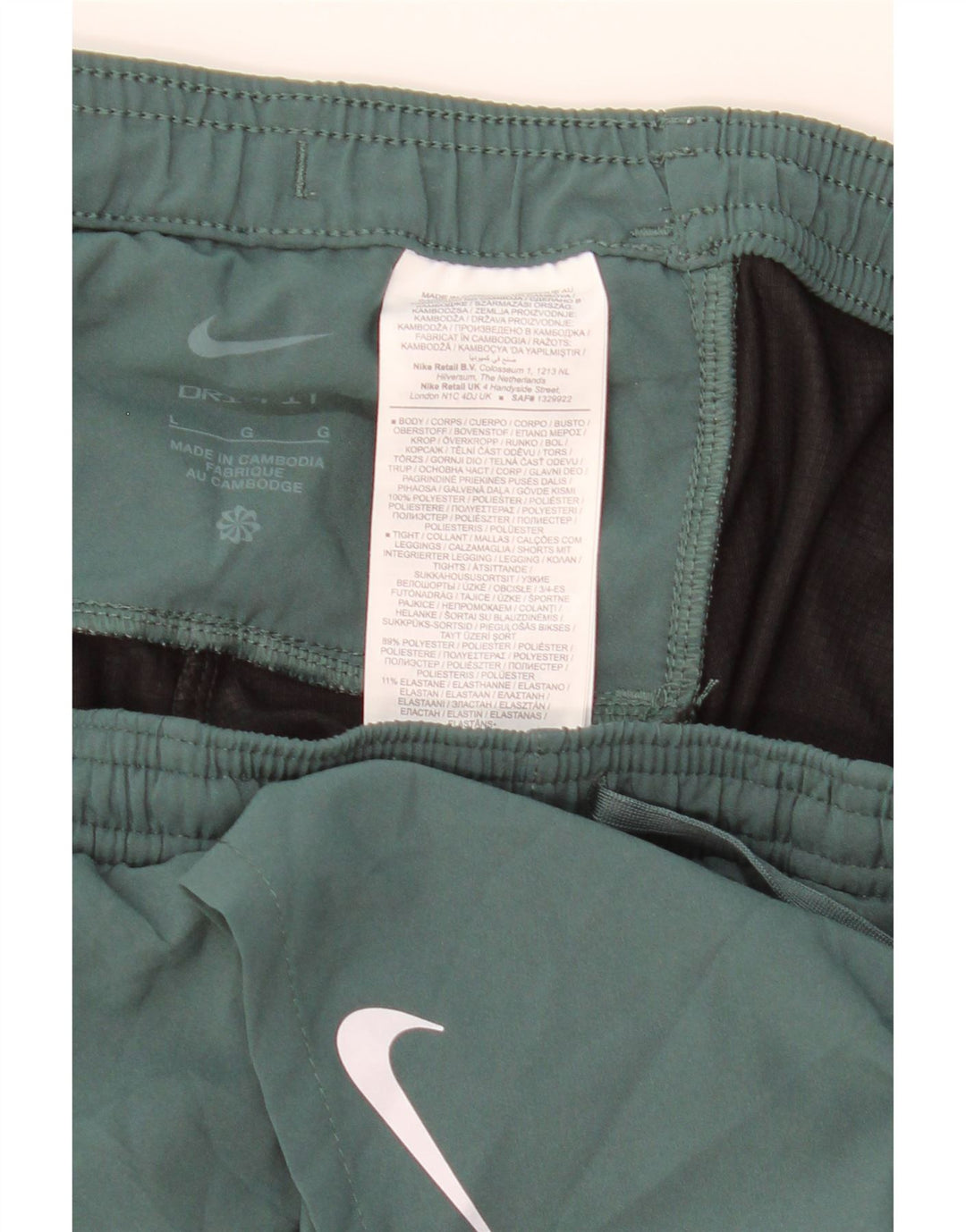 Męskie spodenki sportowe Nike Dri Fit, duże, zielone, poliestrowe bloki kolorów