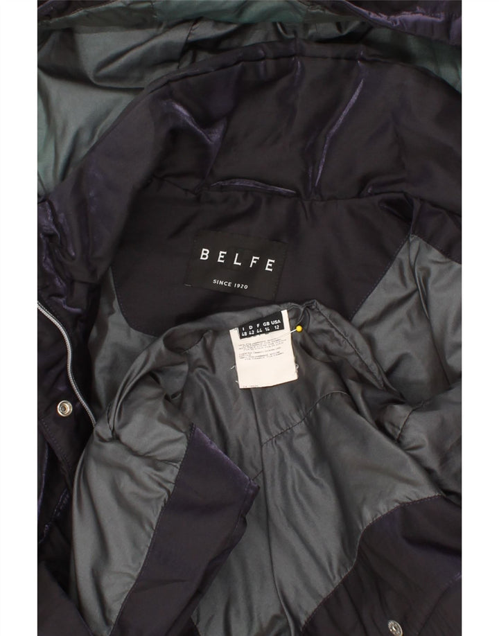BELFE Womens Hooded Windbreaker Jacket UK 14 Large  Purple Nylon Vintage Belfe and Second-Hand Belfe from Messina Hembry 