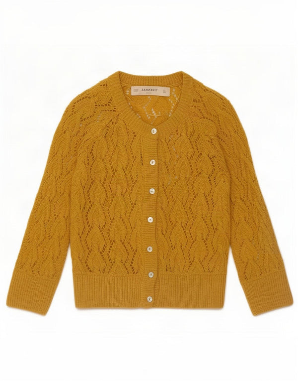 Sweter damski Zara Cardigan UK 10 Mały żółty akryl