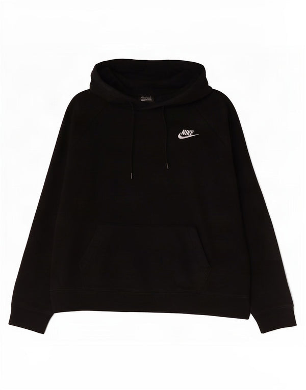 Nike Womens Hoodie Jumper UK 14 Medium Black Cotton